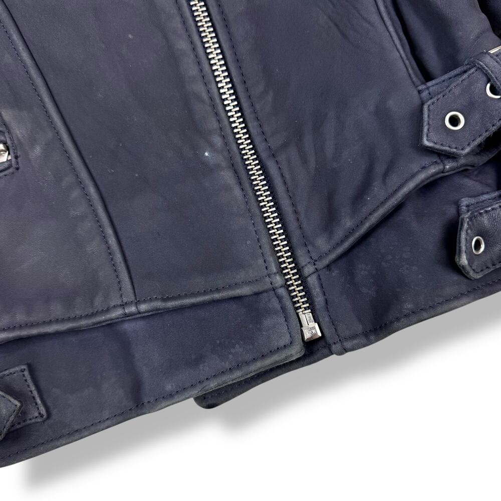 THE KOOPLES blue lamb leather motorcycle biker jacket - Picture 15 of 16